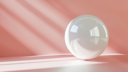 Poster - 3D rendering of beauty fashion background with floating white sphere.