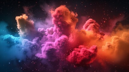 Sticker - Astronomy: A 3D vector illustration of a nebula, with its colorful gases and dust clouds