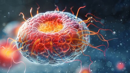 Poster - Biology: A 3D vector illustration of a cell undergoing mitosis