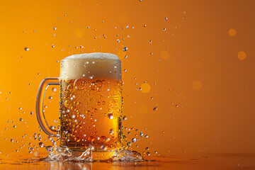 mug of golden beer levitating