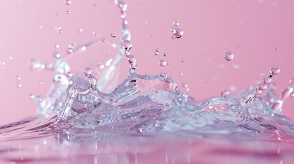 Poster - Water splash on pink background