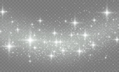 Wall Mural - star dust sparks in an explosion. white sparks glitter special light effect. white glitter texture c
