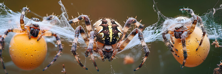 Wall Mural - spider making egg case