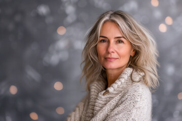 Serene woman in cozy winter attire