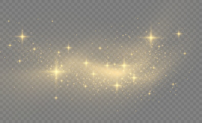 Wall Mural - sparkling magic dust particles. yellow dust yellow sparks and golden stars shine with special light.