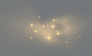 Wall Mural - sparkling magic dust particles. yellow dust yellow sparks and golden stars shine with special light.