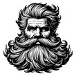 man with a majestic beard and hairstyle sketch engraving generative ai fictional character PNG illustration. Scratch board imitation. Black and white image. T-shirt apparel design