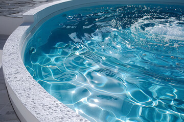 Wall Mural - A swimming pool filled with crystal clear blue water, reflecting the sky above on a sunny day