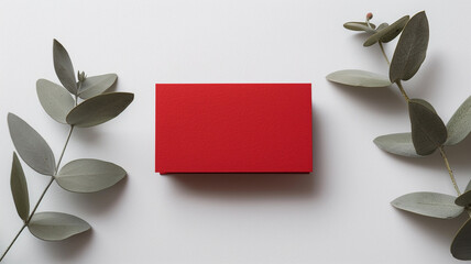 red business card mockup on a white background