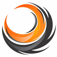 Poster - An orange and black circular design stands out against a white background