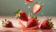 Strawberries falling into splashing juice
