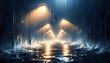 Pluie nocturne en ville: Lumière et réflexions urbaines sous l'orage