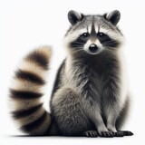 Fototapeta Zwierzęta - Image of isolated raccoon against pure white background, ideal for presentations
