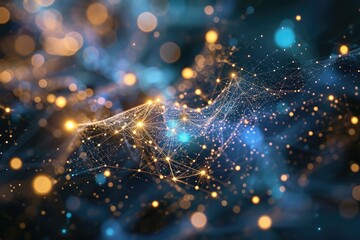 Poster - An intricate network representing data learning background, AI generated