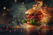 Burger with fire