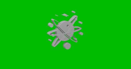 Poster - Animation of rotation of a white cosmic symbol with shadow. Simple and complex rotation. Seamless looped 4k animation on green chroma key background