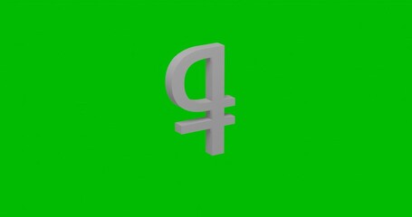 Poster - Animation of rotation of a white ruble symbol with shadow. Simple and complex rotation. Seamless looped 4k animation on green chroma key background