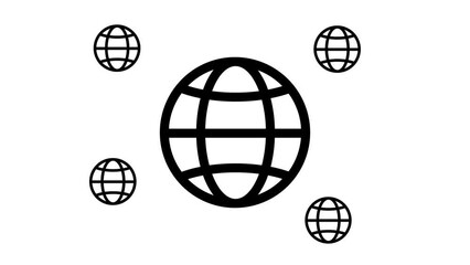 Poster - Zoom in and out animation the web symbol. Large black symbol in the center and four small symbols around. Seamless looped 4k animation on white background