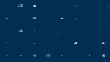 Poster - Template animation of evenly spaced sanding machine symbols of different sizes and opacity. Animation of transparency and size. Seamless looped 4k animation on dark blue background with stars