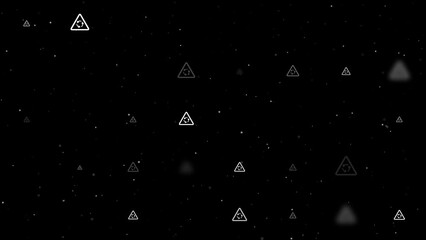 Poster - Template animation of evenly spaced roundabout signs of different sizes and opacity. Animation of transparency and size. Seamless looped 4k animation on black background with stars