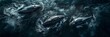 Family of whales in the ocean top view generated AI