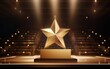 © Muh - Glowing golden star trophy on stage