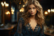 A dreamlike blur background enhancing the allure of the portrait of the most beautiful Russian young girl, elegantly dressed, captured with the clarity of an HD camera.
