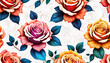 bunte rosales blühende Blumen Blüten Rosen Muster als Hintergrund Vorlage Tapete für edle florale Karten Einladungen Hochzeit Valentinstag Liebe Feier Schönheit natürlich Geschenk romantische Deko