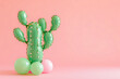 Baloon cactus isolated on pink background