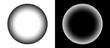 © Mykola Mazuryk - Halftone round as icon or background. Abstract vector circle frame with dots as logo or sun concept. Black shape on a white background and the same white shape on the black side.