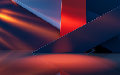 Poster - abstract geometric interior structure, 3d rendering.