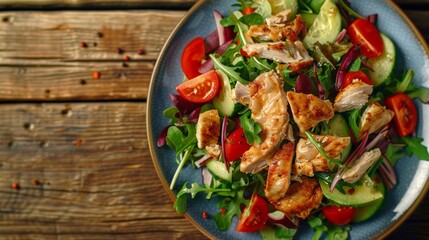 Canvas Print - Plate of salad with chicken and veggies