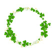 Realistic shamrock twisted wreath. Elegant intertwined clover branches