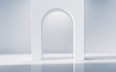 Poster - empty building structure with geometric structure, 3d rendering.