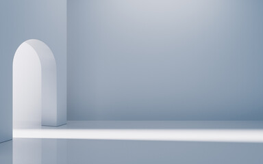 Poster - empty building structure with geometric structure, 3d rendering.