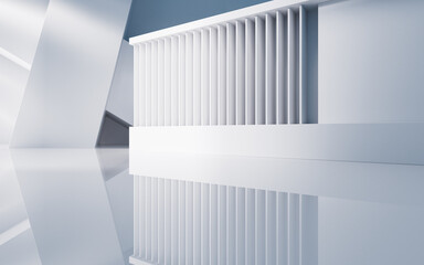 Poster - empty building structure with geometric structure, 3d rendering.