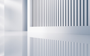 Poster - empty building structure with geometric structure, 3d rendering.