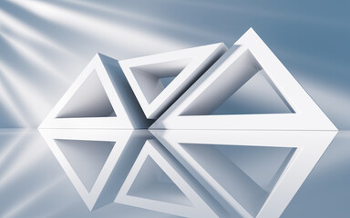 Poster - empty building structure with geometric structure, 3d rendering.