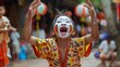 Exuberant Cultural Dance Performance by Joyful Asian Boy in Vibrant Costume