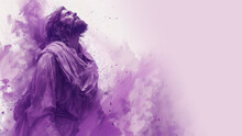 Purple Watercolor Paint Of Resurrected Jesus Christ Ascending To Heaven