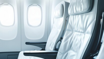 Wall Mural - The white airplane seats are empty by AI generated image