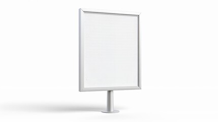 Poster - Isolated white pavement sign with a metal frame and a white sandwich board, a banner for outdoor advertising and menus.