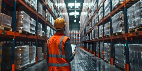 Poster - Warehouse Worker Scanning Cargo in Freight Terminal for Accurate Inventory Management