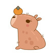 Cute and funny capybara character. Cute capybara animal character rodent. Vector illustration. Cute animal cartoon