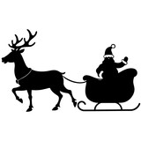 Fototapeta Psy - Christmas santa sleigh  reindeer vector illustration