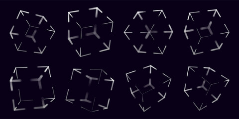 Aufkleber - Collection of 3D Cubes. Futuristic Hologram HUD Polygonal Box Shapes. Vector Illustration. Graphic Shapes for Retrowave Vaporwave Synthwave Style Graphic Design.