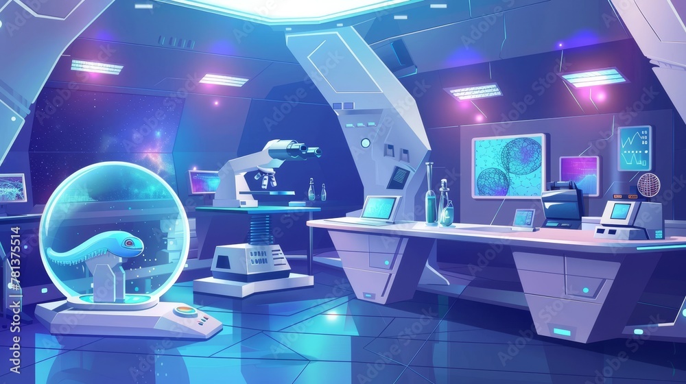 Science laboratory equipped with equipment for medicine and ...
