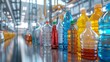 Detailed 3D visualization of various plastic bottles and containers highlighting the diversity of shapes and sizes achievable with blow molding