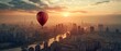 A metaphorical image of a balloon being inflated to its limit over a city, signifying the dangerous expansion of an economic bubble