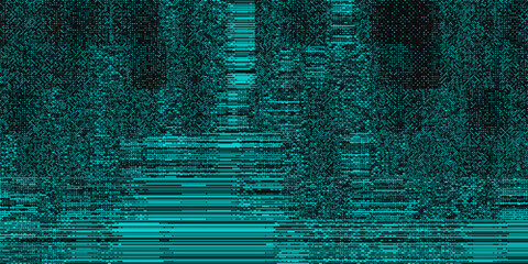 Fototapete - Glitch Blue Lines Background. Abstract Noise Effect, Error Signal, TV Technical Problem. Cyberpunk Glitch Overlay Effect Texture Vector Illustration.
